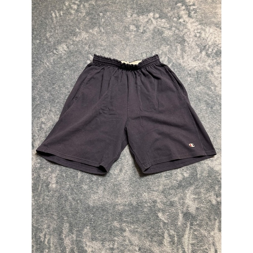 Champion Mens Size L Navy Blue Athletic Shorts Cotton Blend Pockets C517 CB